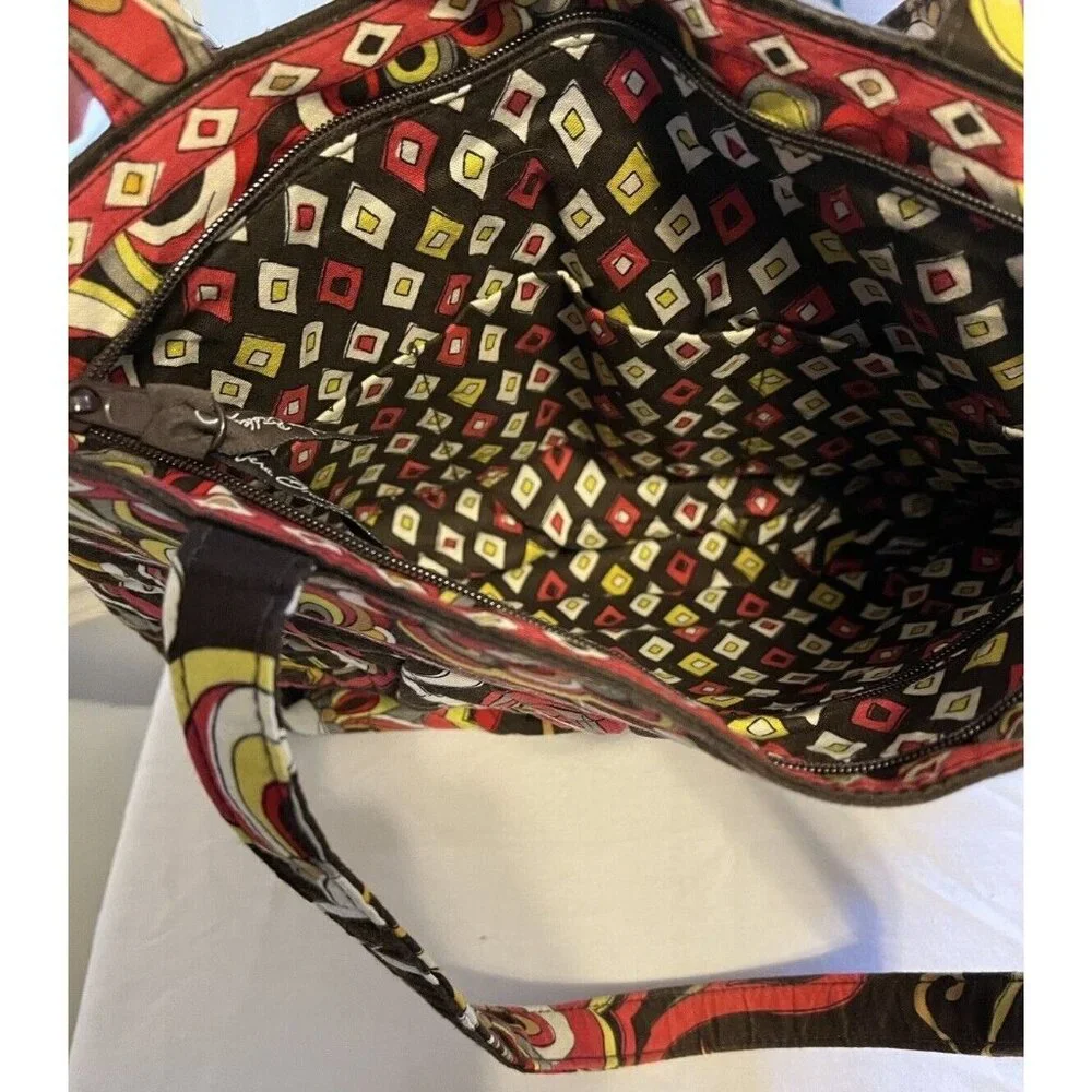 Retired Brown Yellow Red Floral Vera Bradley Pucini Handbag Purse HOBO Bag NWOT